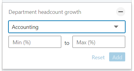 Department headcount growth filter