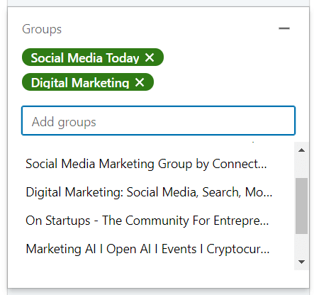 Groups filter