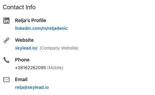 LinkedIn contact info