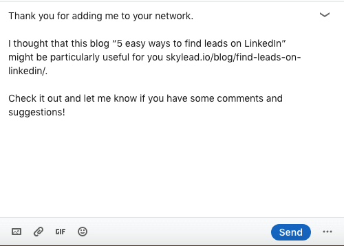 LinkedIn Message Template To Promote Content, Message 1