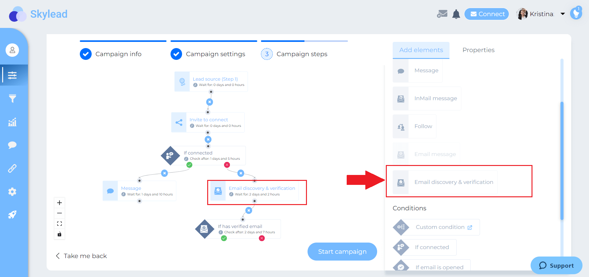 Image of Smart Sequence in Skylead and Email & Verification step