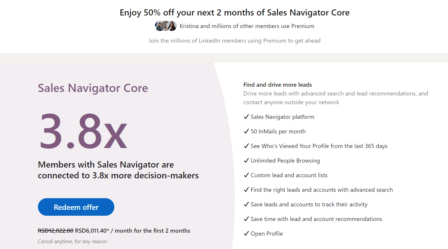 How to get Sales Navigator discount, step 2