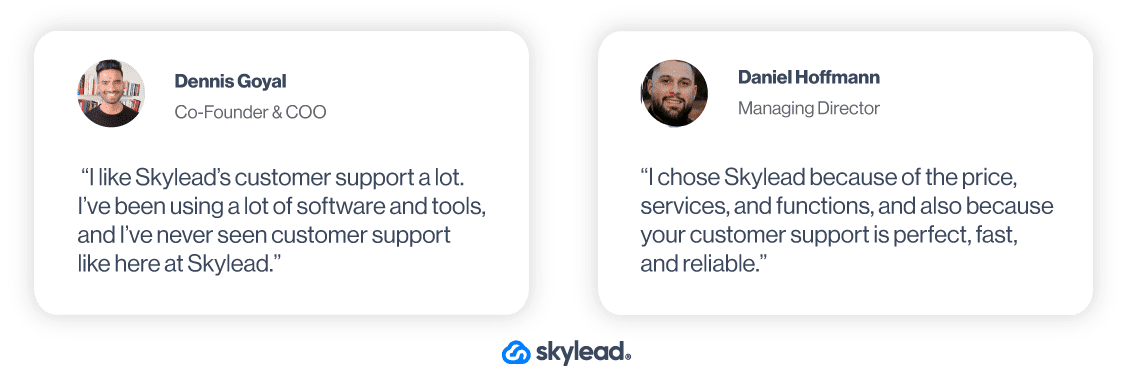 Skylead two users' testimonials