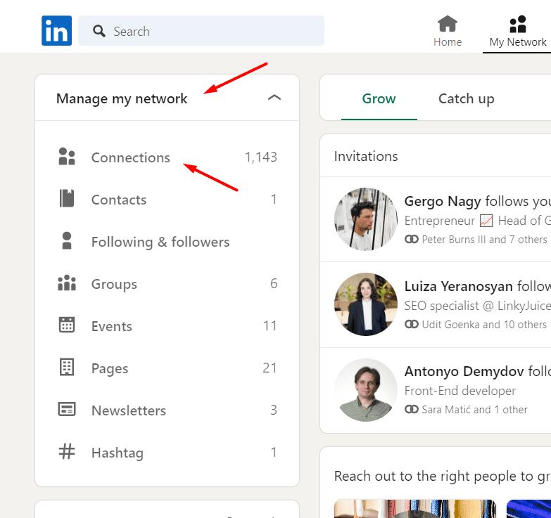 How to remove connections on LinkedIn via desktop step 2