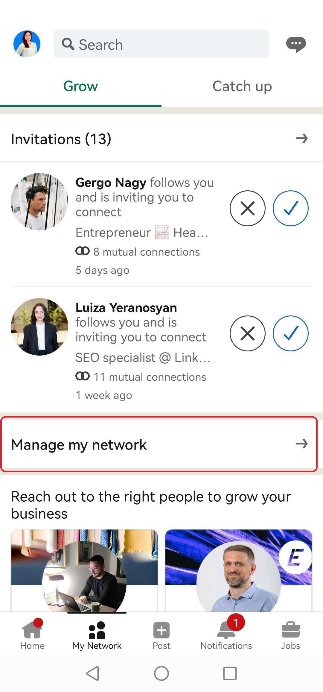 How to remove connections on LinkedIn via mobile, step 2