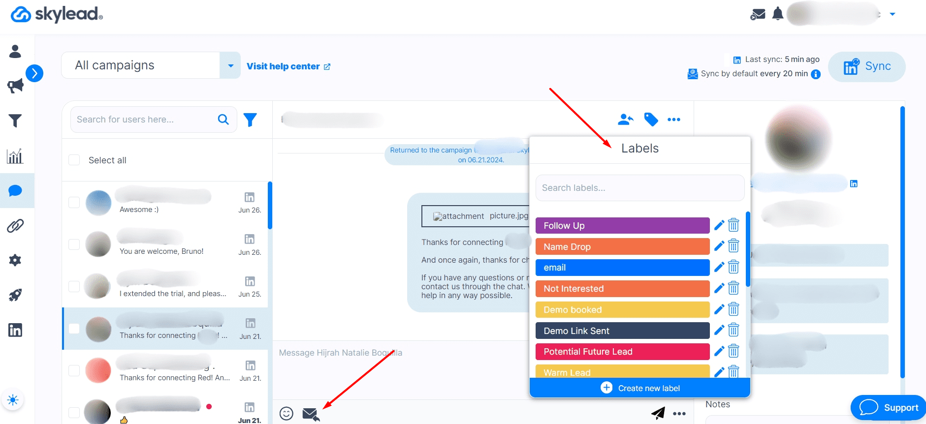 Image of Skylead's smart inbox