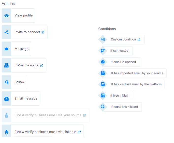 Actions and conditions in Skylead