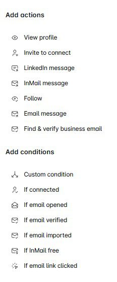 Actions and conditions in Skylead