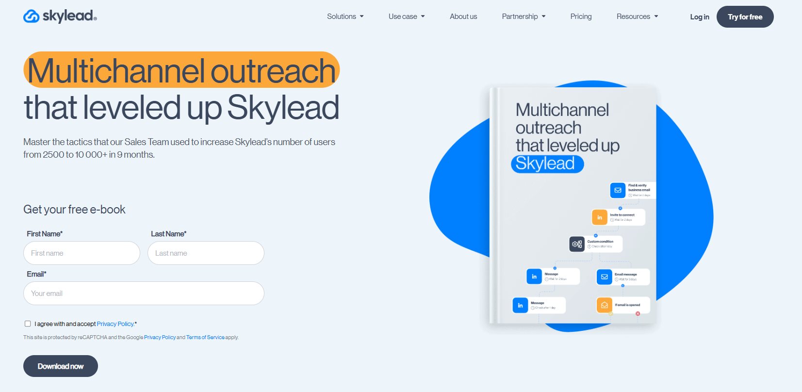 Landing page of Skylead's sales eBook meant to help automate lead generation