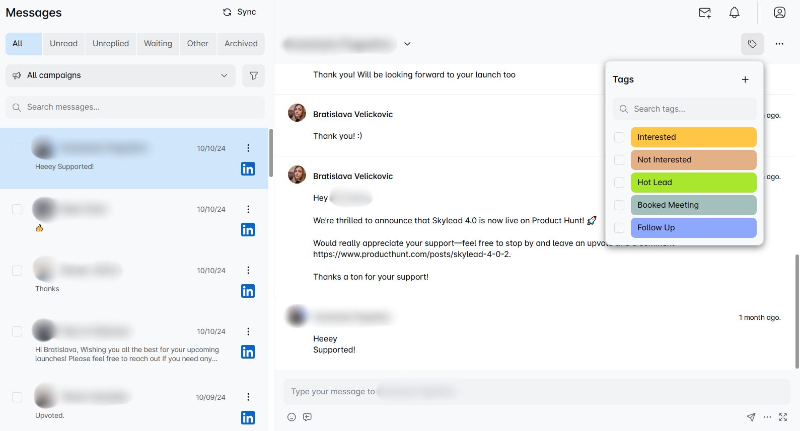 Skylead's Smart inbox used to automate a part of the lead generation process