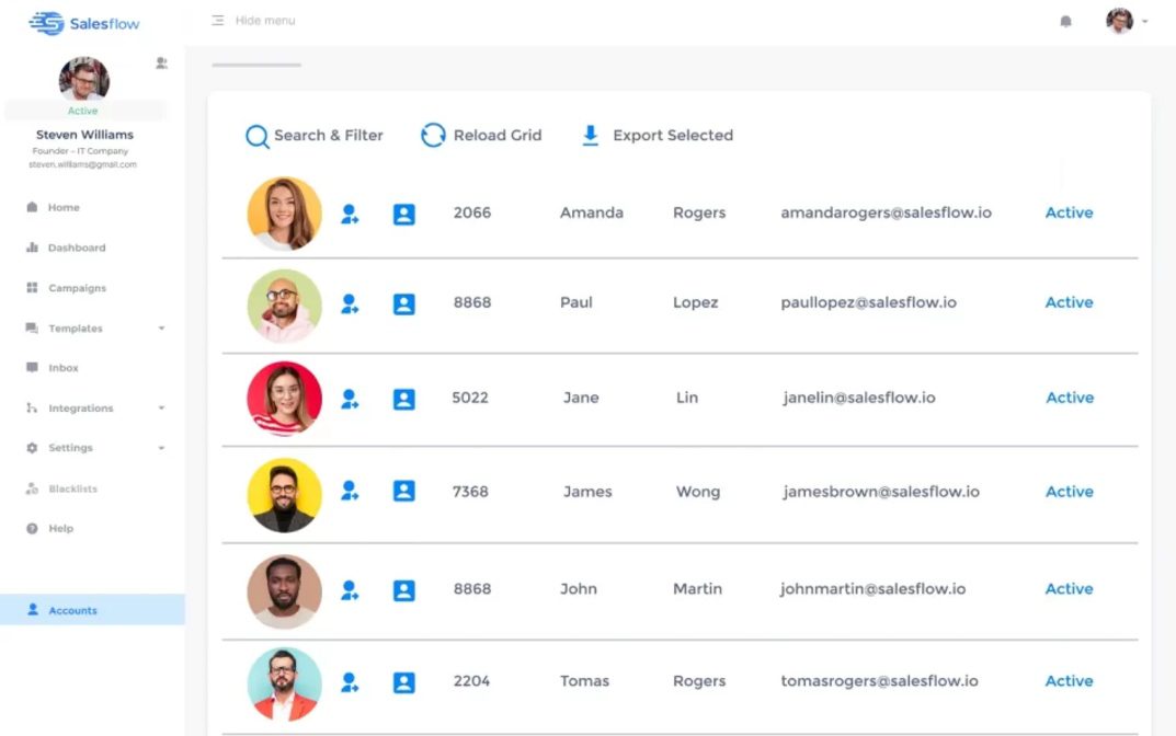 Image of Salesflow, one of the LinkedIn automation tools