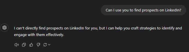 Chat GPT for sales prompt to see if it can be used for prospecting