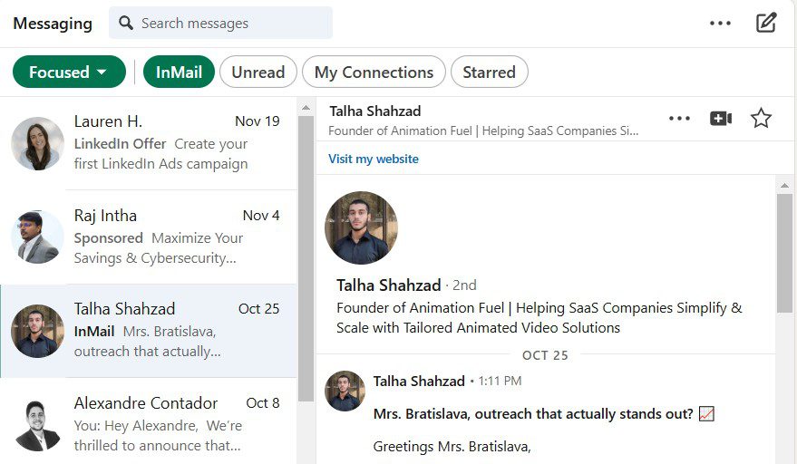 LinkedIn inMail example